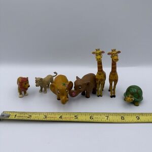 Vintage 2001 Boley Safari Zoo Animal Figures Set of 7 Lion Elephant Giraffe Toy